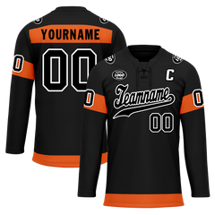 Custom Black Orange Personalized Hockey Jersey HCKJ01-D0a70ec