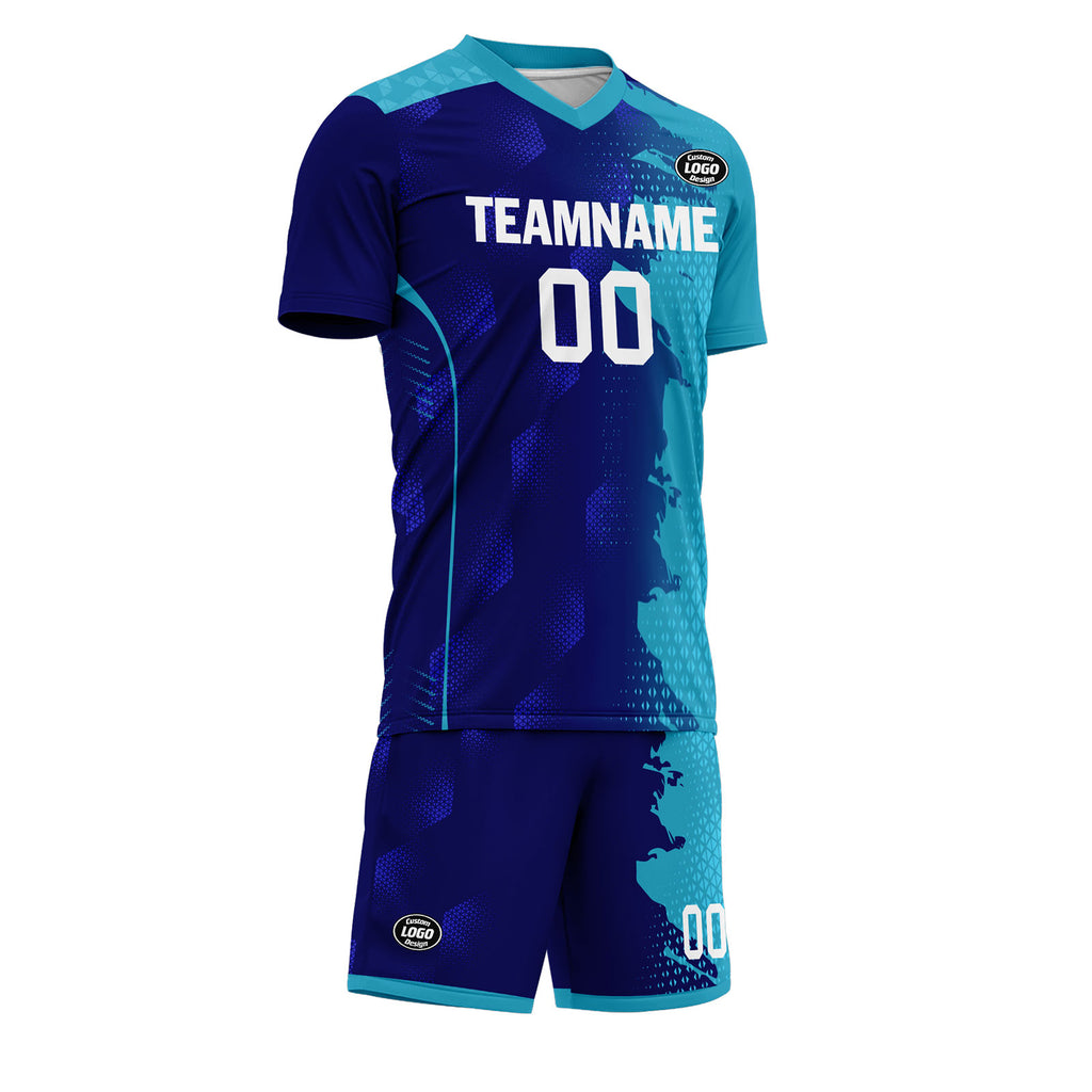 Custom Blue Soccer Sets Jersey Personalized SCJ101-D020210-9