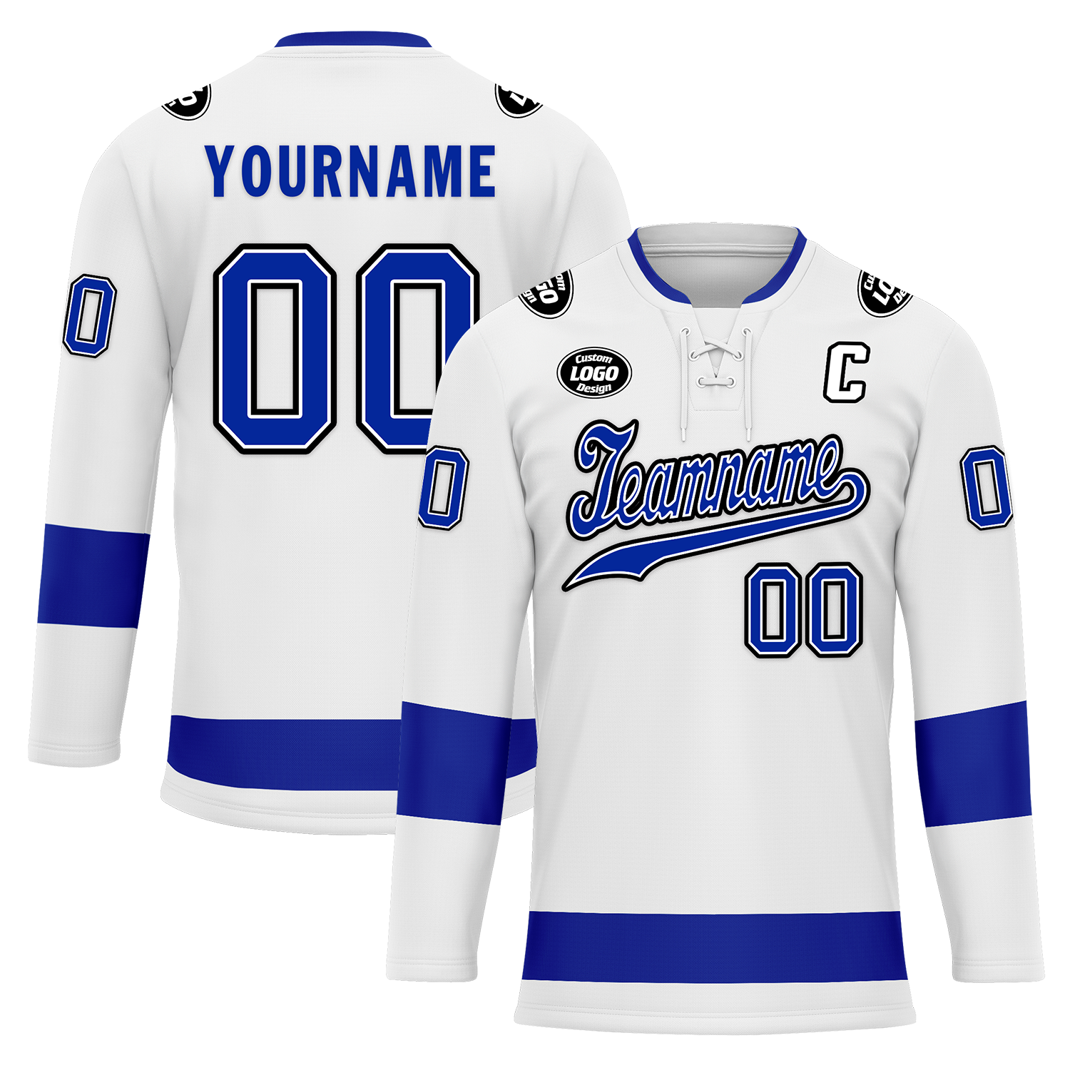 Custom White Blue Personalized Hockey Jersey HCKJ01-D0a70bb
