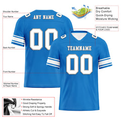 Custom Blue White Detroit Personalized Authentic Football Jersey FBJ02-E0601-1