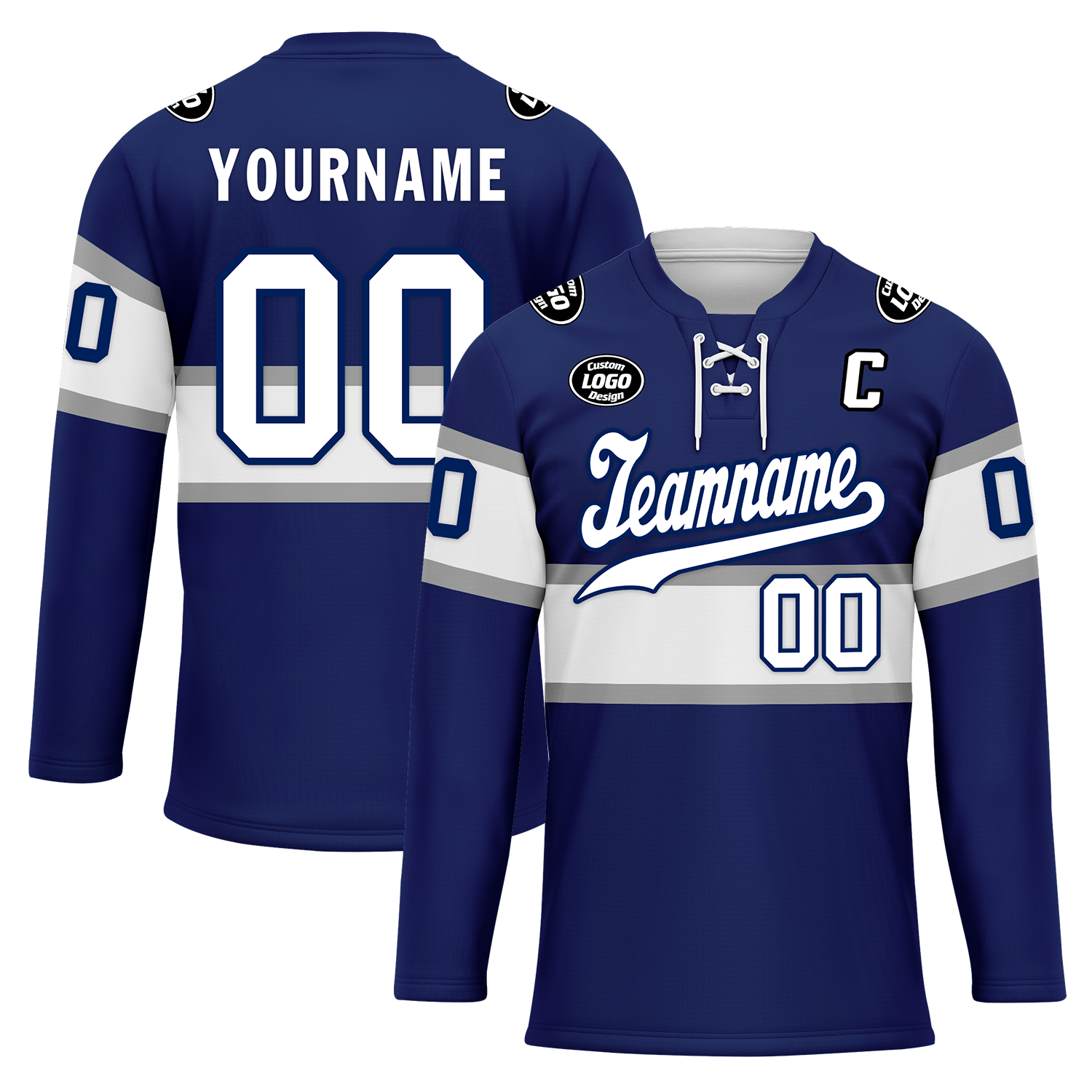 Custom Blue White Personalized Hockey Jersey HCKJ01-D0a70bd