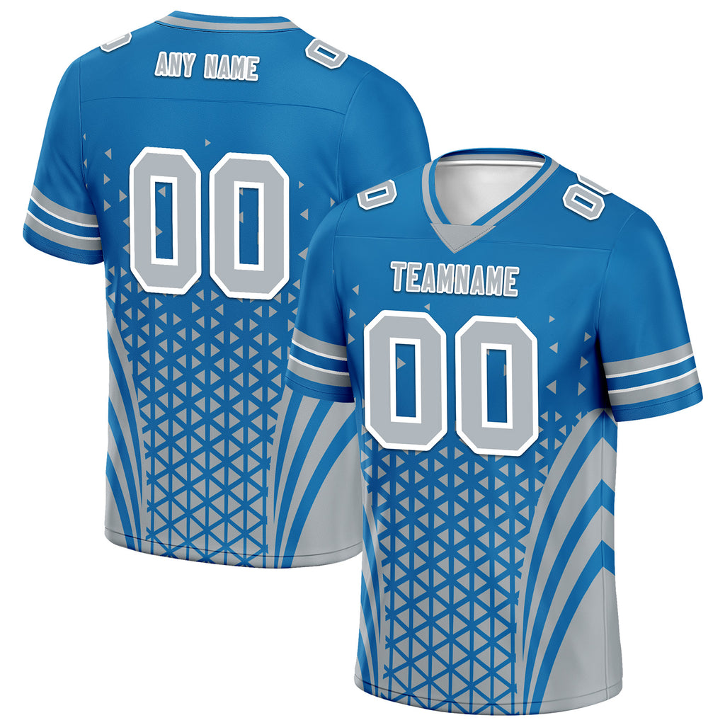 Custom Blue White Michigan Personalized Authentic Football Jersey FBJ02-D023033-11