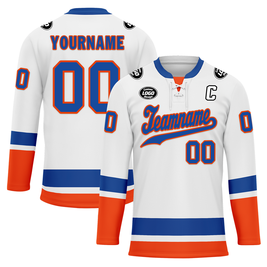 Custom White Orange Personalized Hockey Jersey HCKJ01-D0a700e