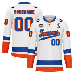 Custom White Orange Personalized Hockey Jersey HCKJ01-D0a700e