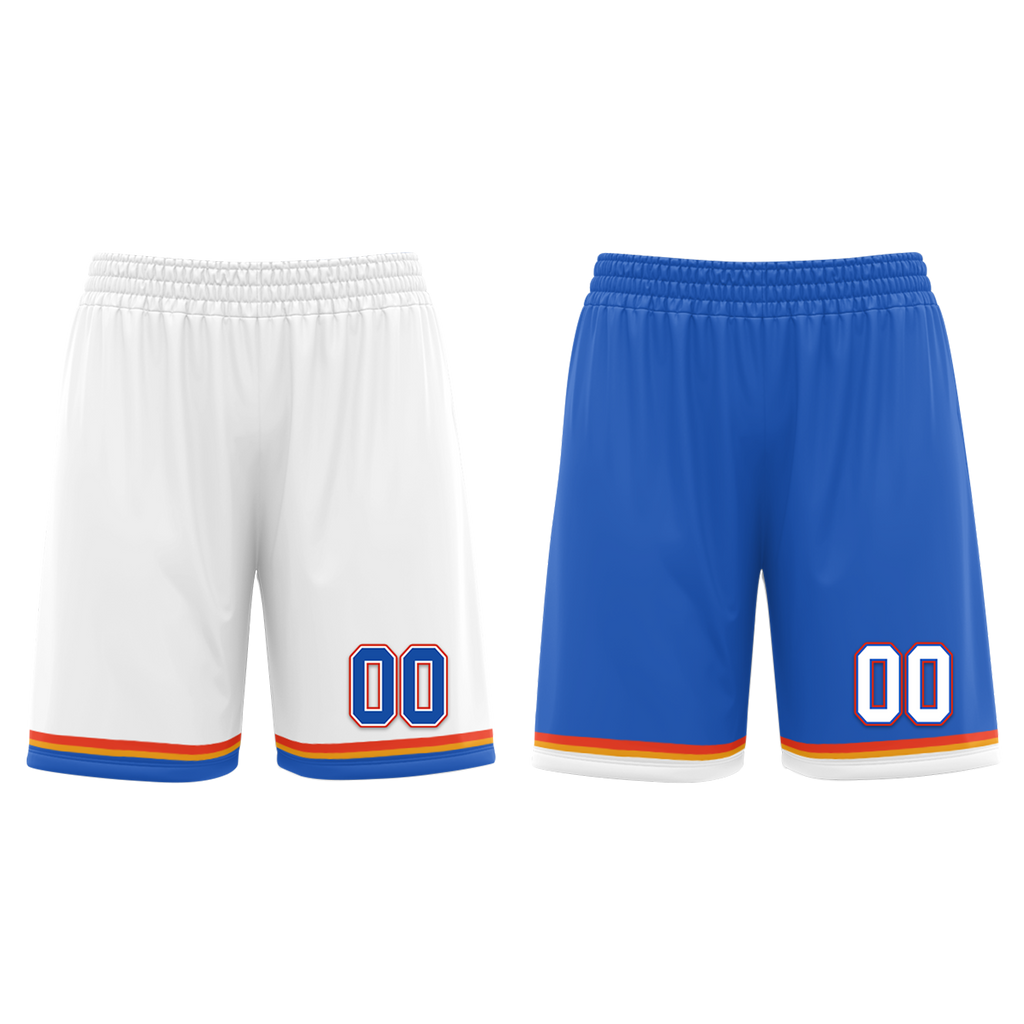 Custom White Blue Classic Style Reversible Basketball Uniform Personalized COOLMAX BBJR-D017039