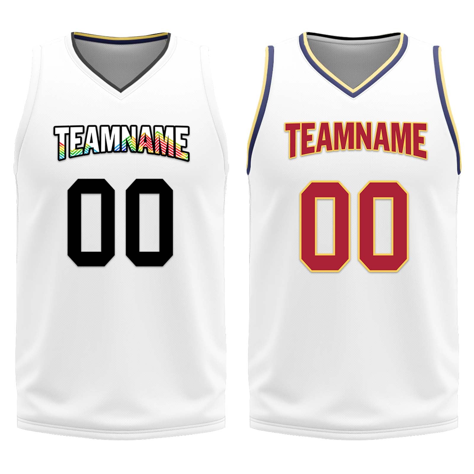 Custom White Rainbow Denver City Edition Personalized Reversible Basketball Set Sports Basketball Jersey BBJ01R-D0610-8