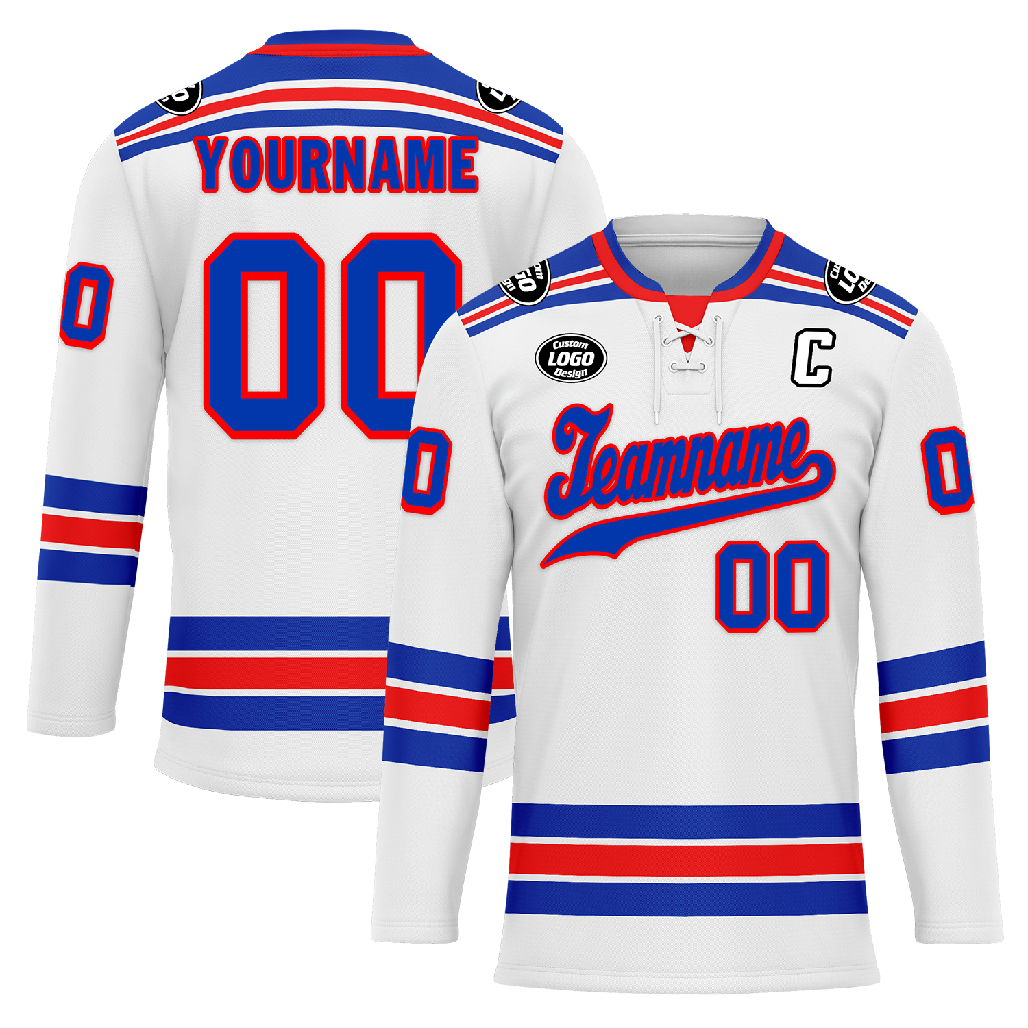 Custom White Blue Personalized Hockey Jersey HCKJ01-D0a7008