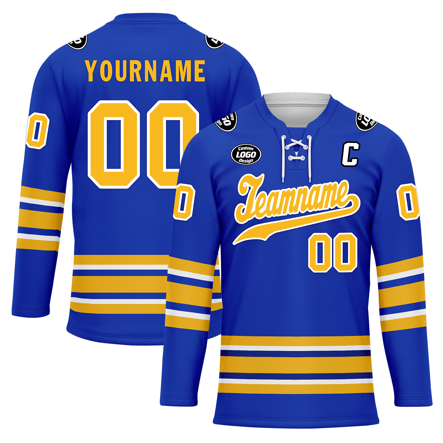 Custom Blue Yellow Personalized Hockey Jersey HCKJ01-D0a70aa