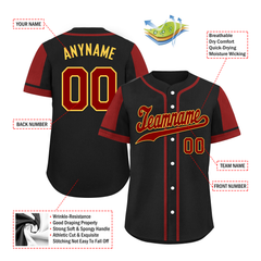 Custom Black Red Raglan Sleeves Personalized Authentic Baseball Jersey BSBJ01-D017176