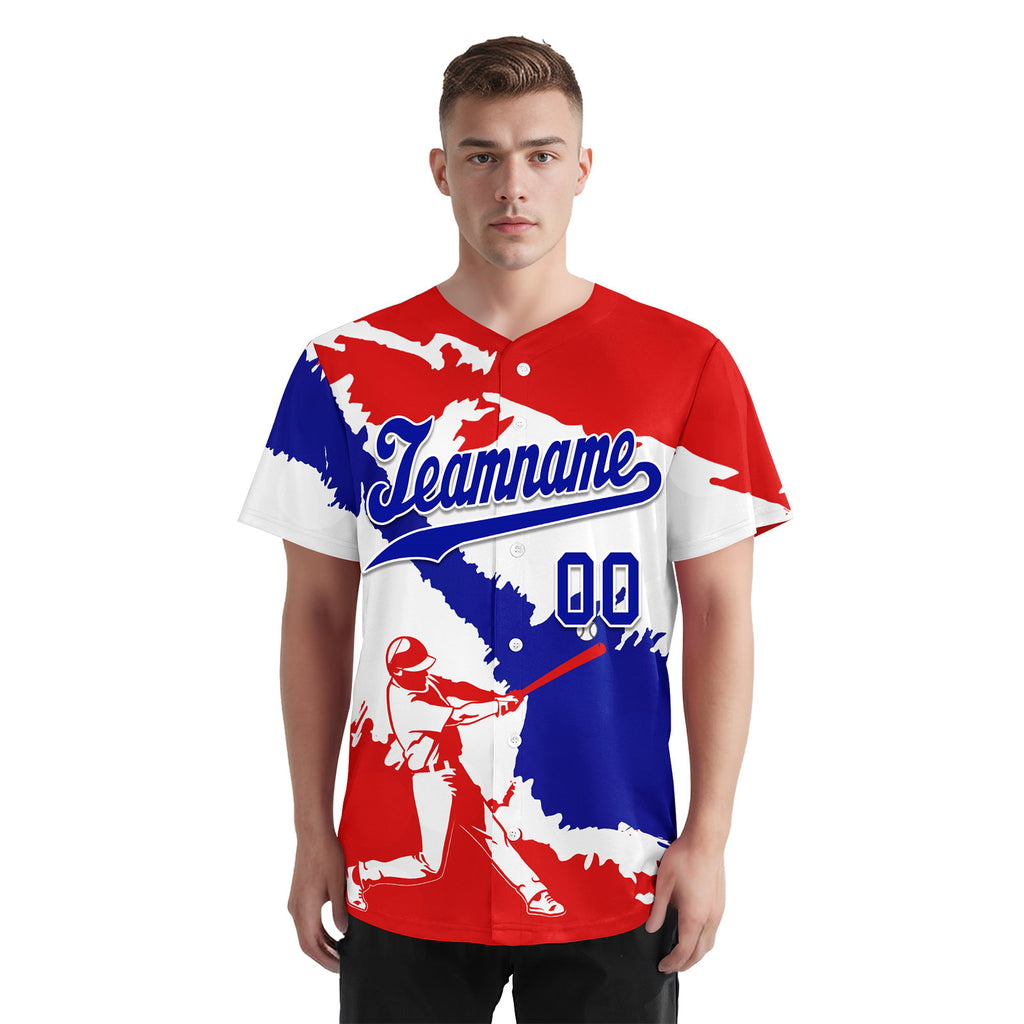 Custom Red White Navy Blue Dominican Republic Flag Personalized Authentic Baseball Jersey BSBJ01-E06022-2