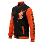 Custom Black Orange Cincinnati Jacket Bomber Full-Snap Varsity Letterman Personalized Jacket FZ005SX-D020290-6
