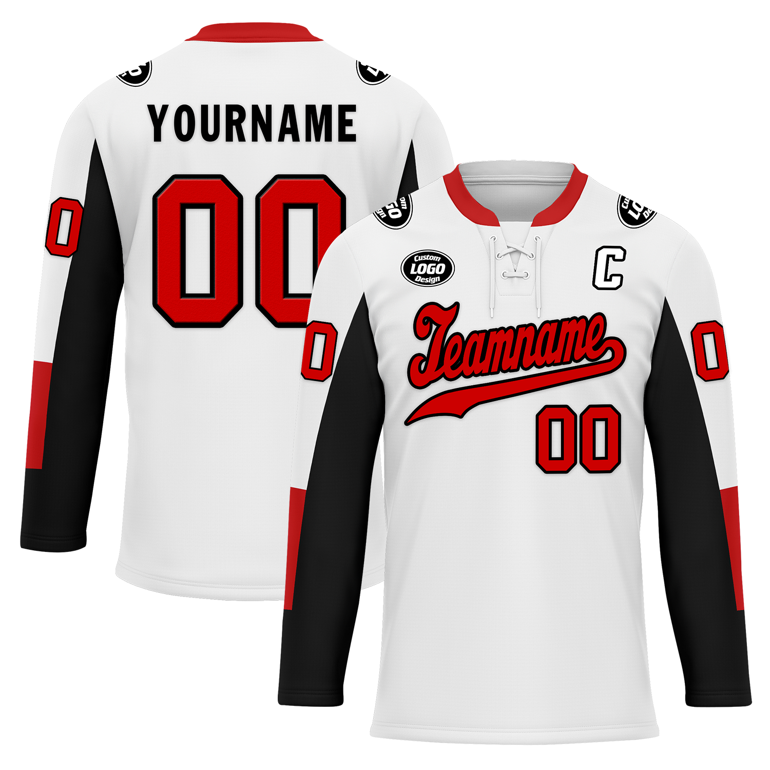 Custom White Black Personalized Hockey Jersey HCKJ01-D0a70a9