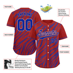 Custom Red Blue Zebra Pattern Personalized Authentic Baseball Jersey BSBJ01-D020201-21