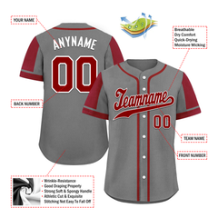 Custom Gray Red Raglan Sleeves Personalized Authentic Baseball Jersey BSBJ01-D017177