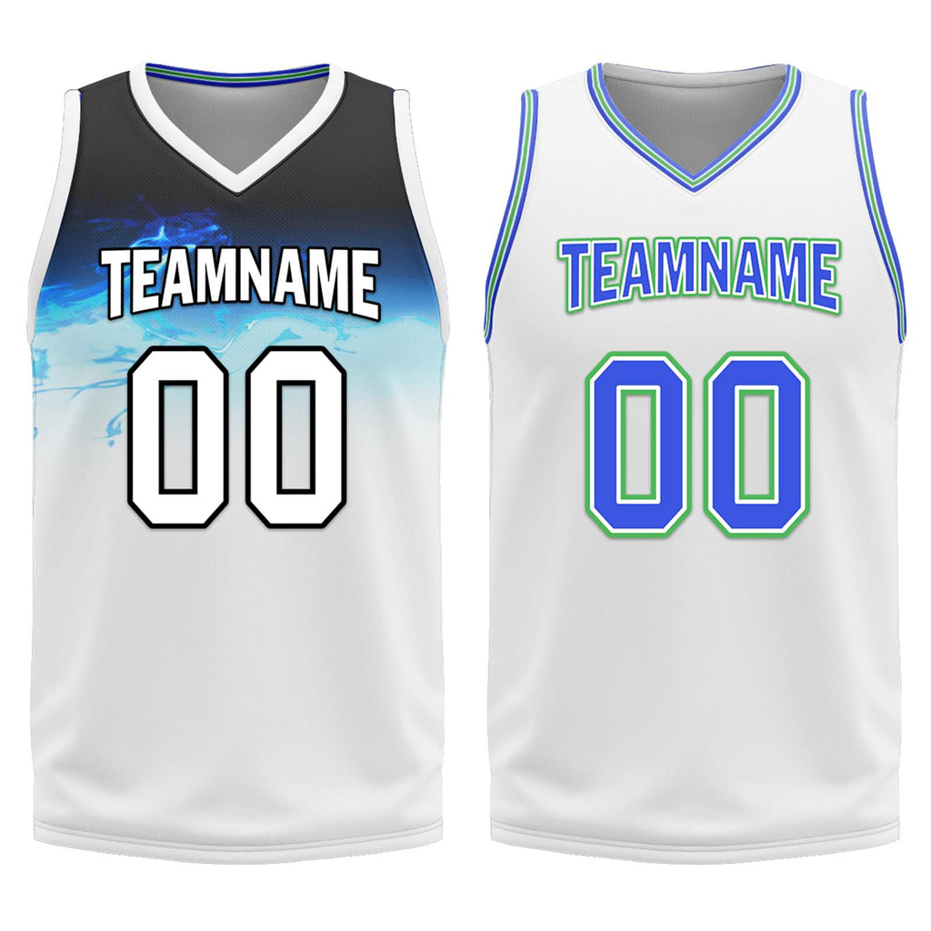 Custom Gradient Blue White Minnesota City Edition Personalized Reversible Basketball Set Sports Basketball Jersey BBJ01R-D0610-18