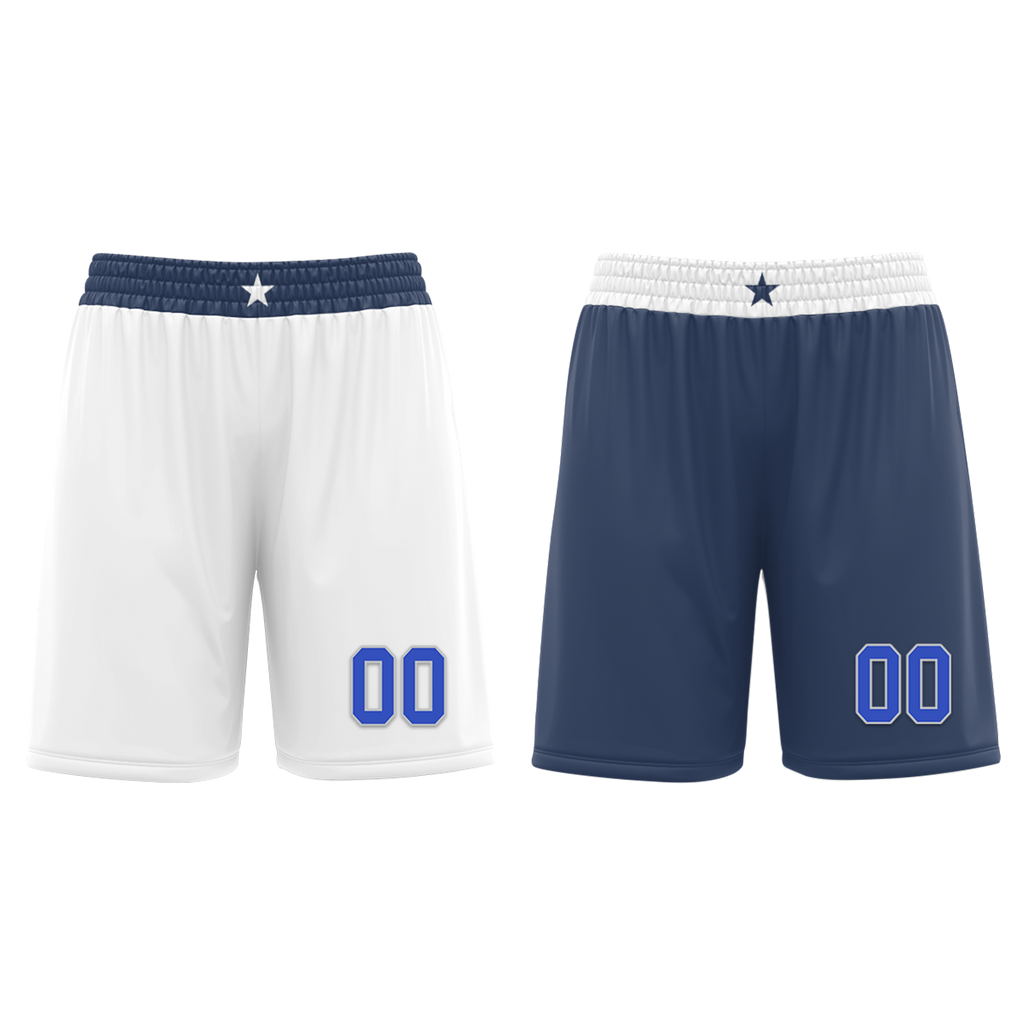 Custom White Blue Classic Style Reversible Basketball Uniform Personalized COOLMAX BBJR-D017054