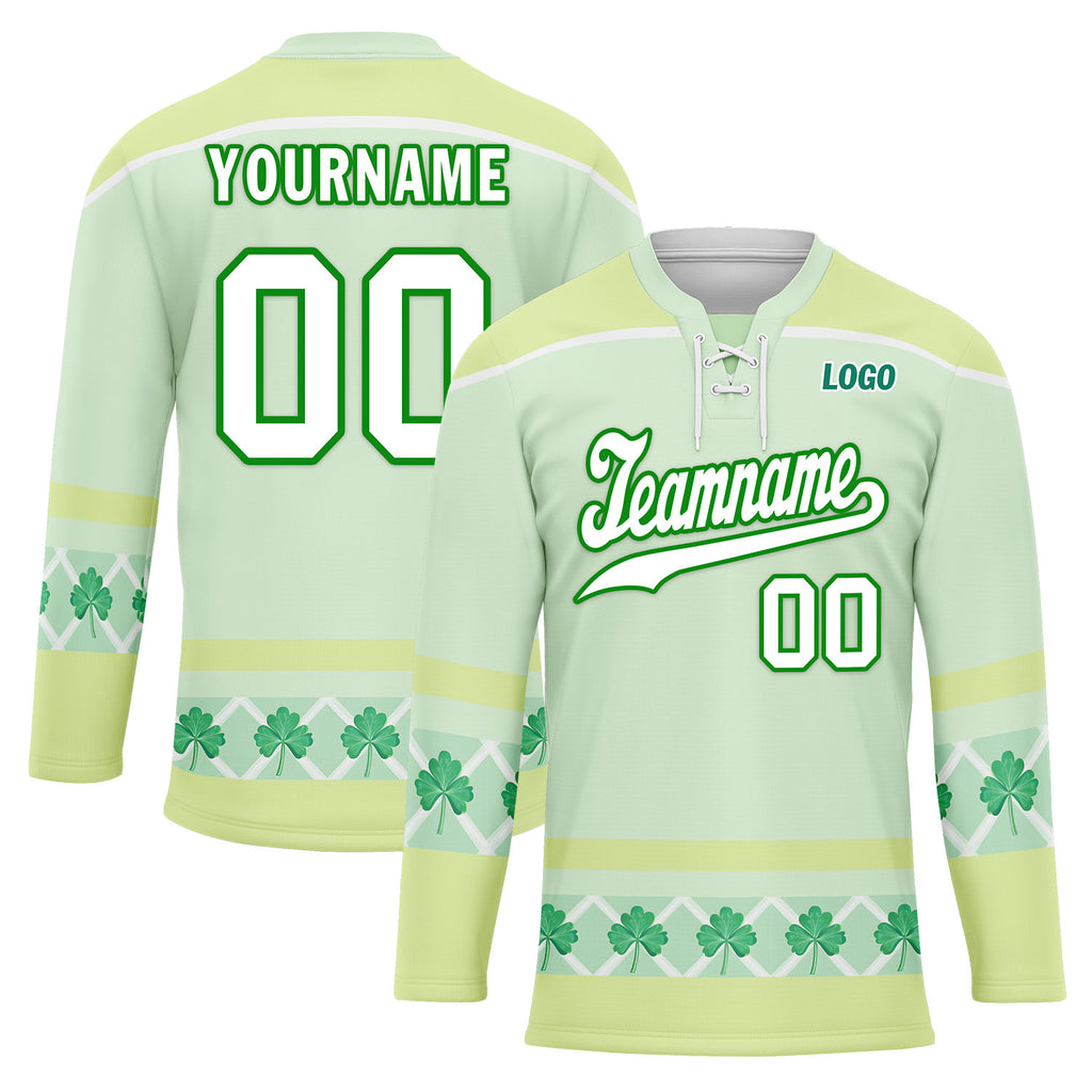 Custom Four-leaf clover Personalized Hockey Jersey HCKJ01-E0615-10