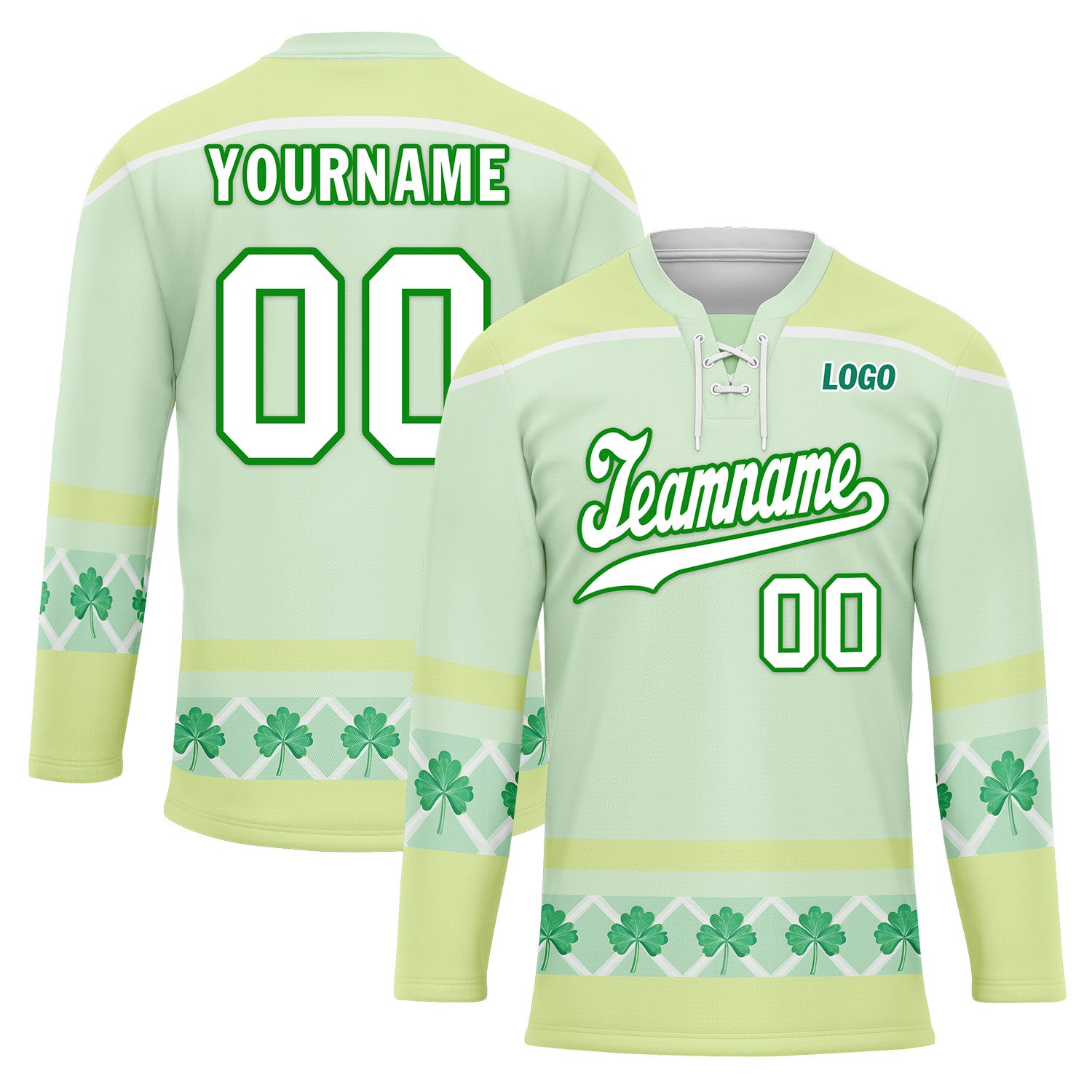 Custom Four-leaf clover Personalized Hockey Jersey HCKJ01-E0615-10
