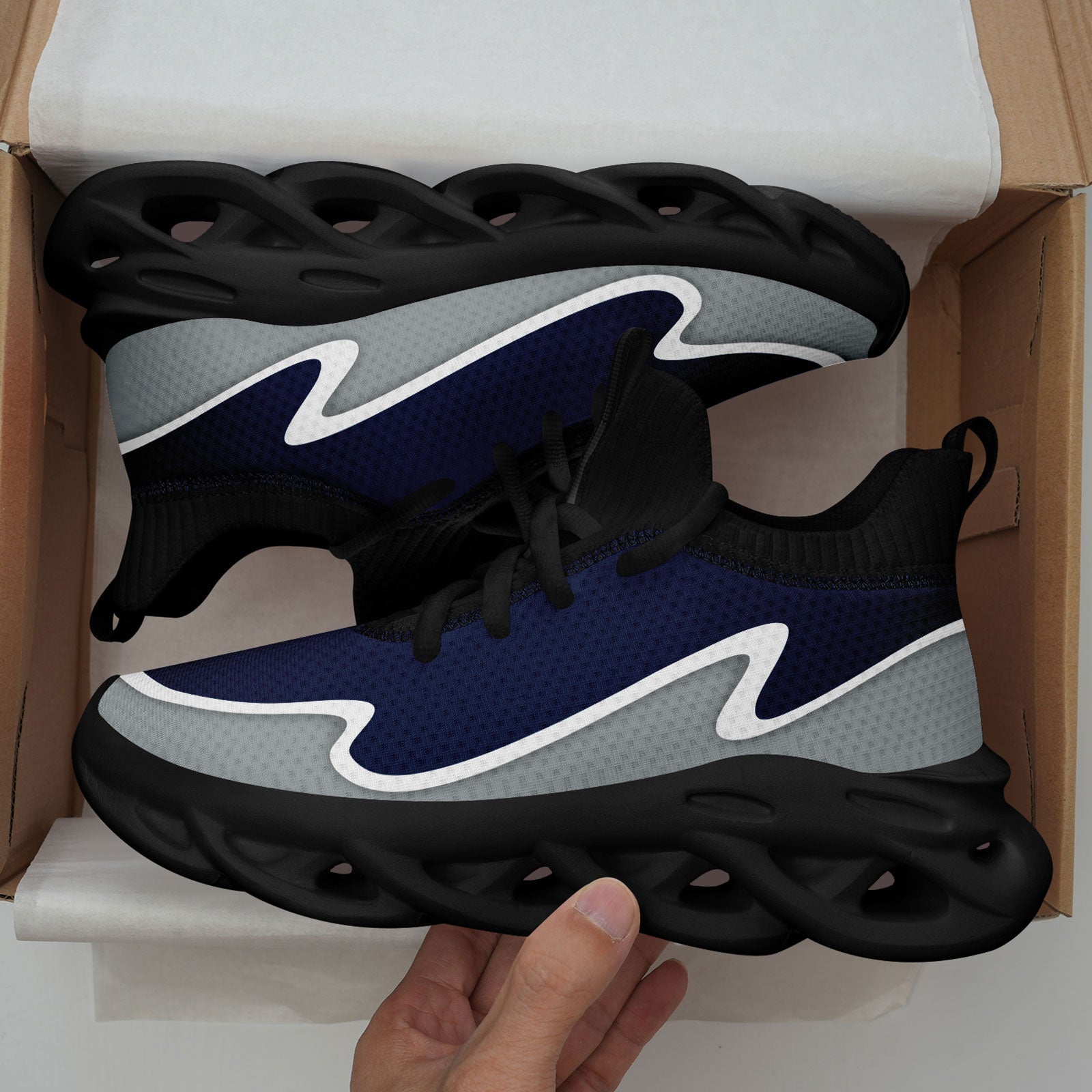Custom Blue Gray Maxsoul Shoes Personalized Sneaker FN030A-E020011-19