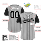 Custom Gray Black Stripe Embroidered Baseball Jersey