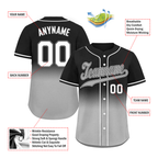 Custom Black Grey Fade Embroidered Baseball Jersey