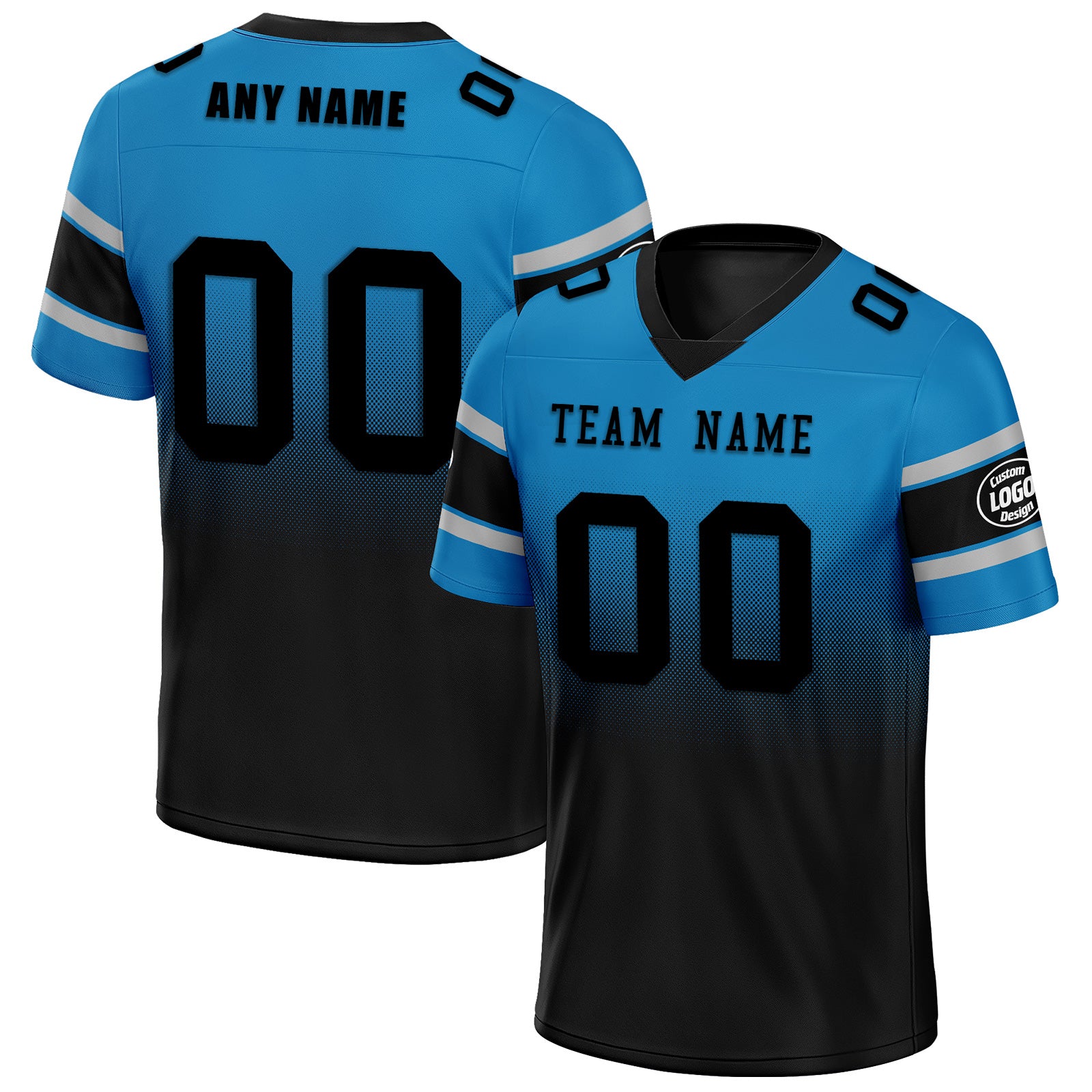 Custom Blue Black Carolina Personalized Authentic Football Jersey FBJ02-D020249-5