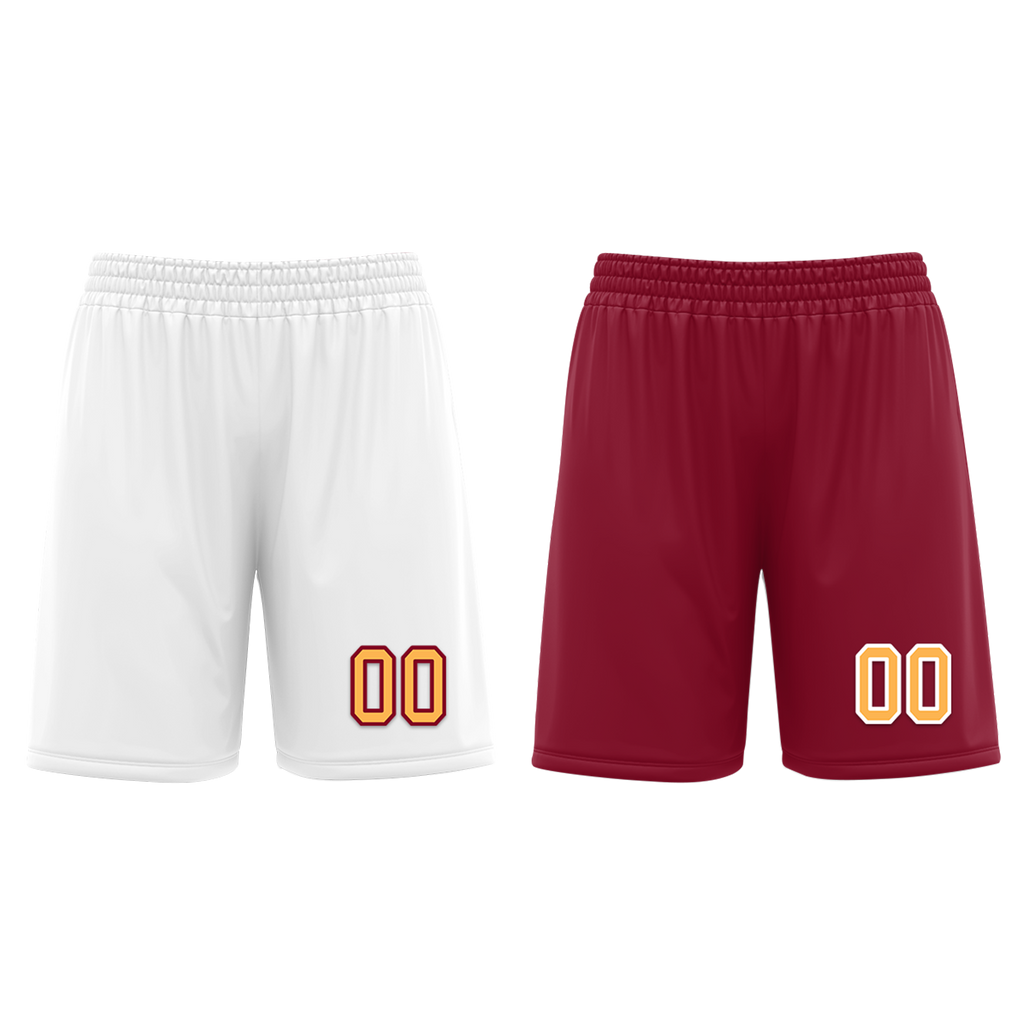 Custom White Red Classic Style Reversible Basketball Uniform Personalized COOLMAX BBJR-D017012