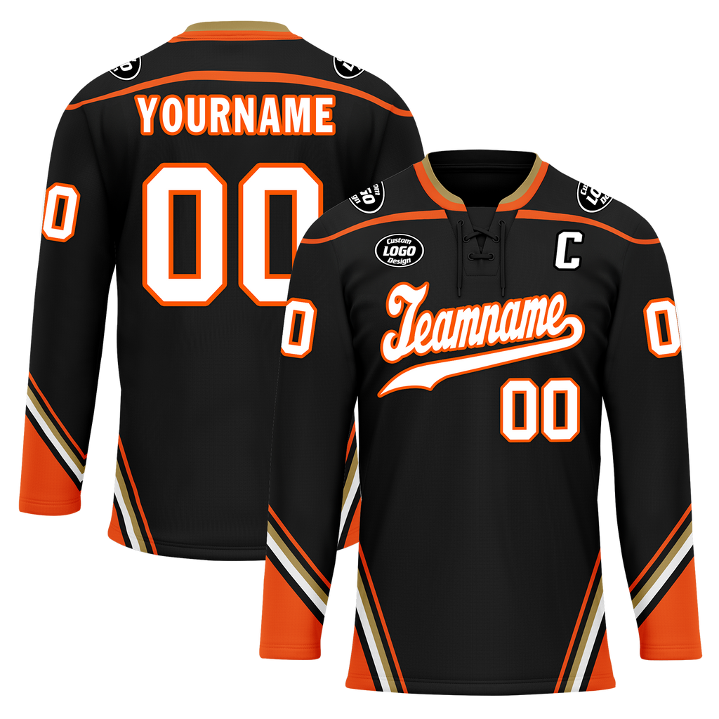 Custom Black Orange Personalized Hockey Jersey HCKJ01-D0a70d8