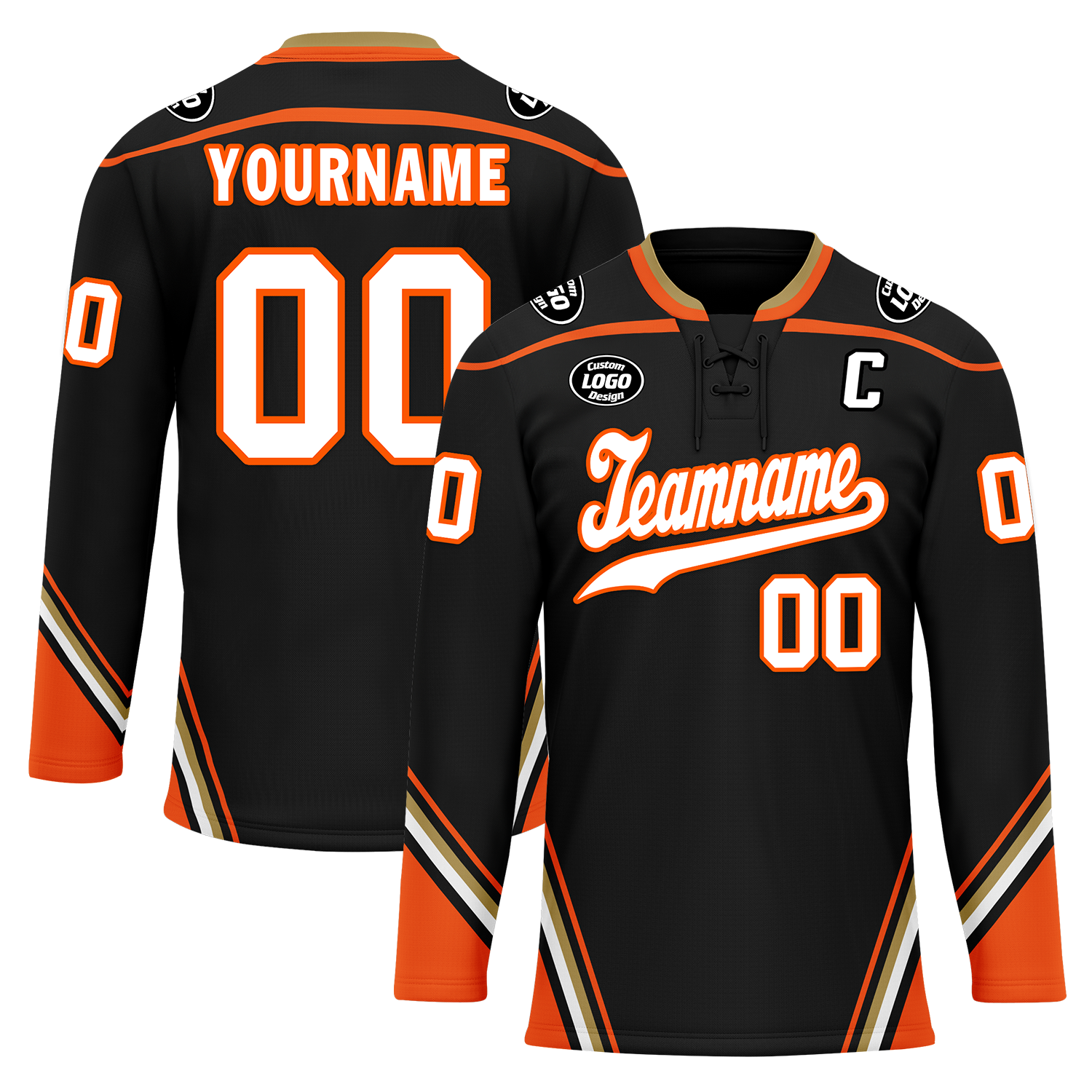 Custom Black Orange Personalized Hockey Jersey HCKJ01-D0a70d8
