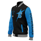 Custom Black Blue Carolina Jacket Bomber Full-Snap Varsity Letterman Personalized Jacket FZ005SX-D020290-5