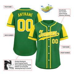 Custom Green Yellow Raglan Sleeves Personalized Authentic Baseball Jersey BSBJ01-D017191