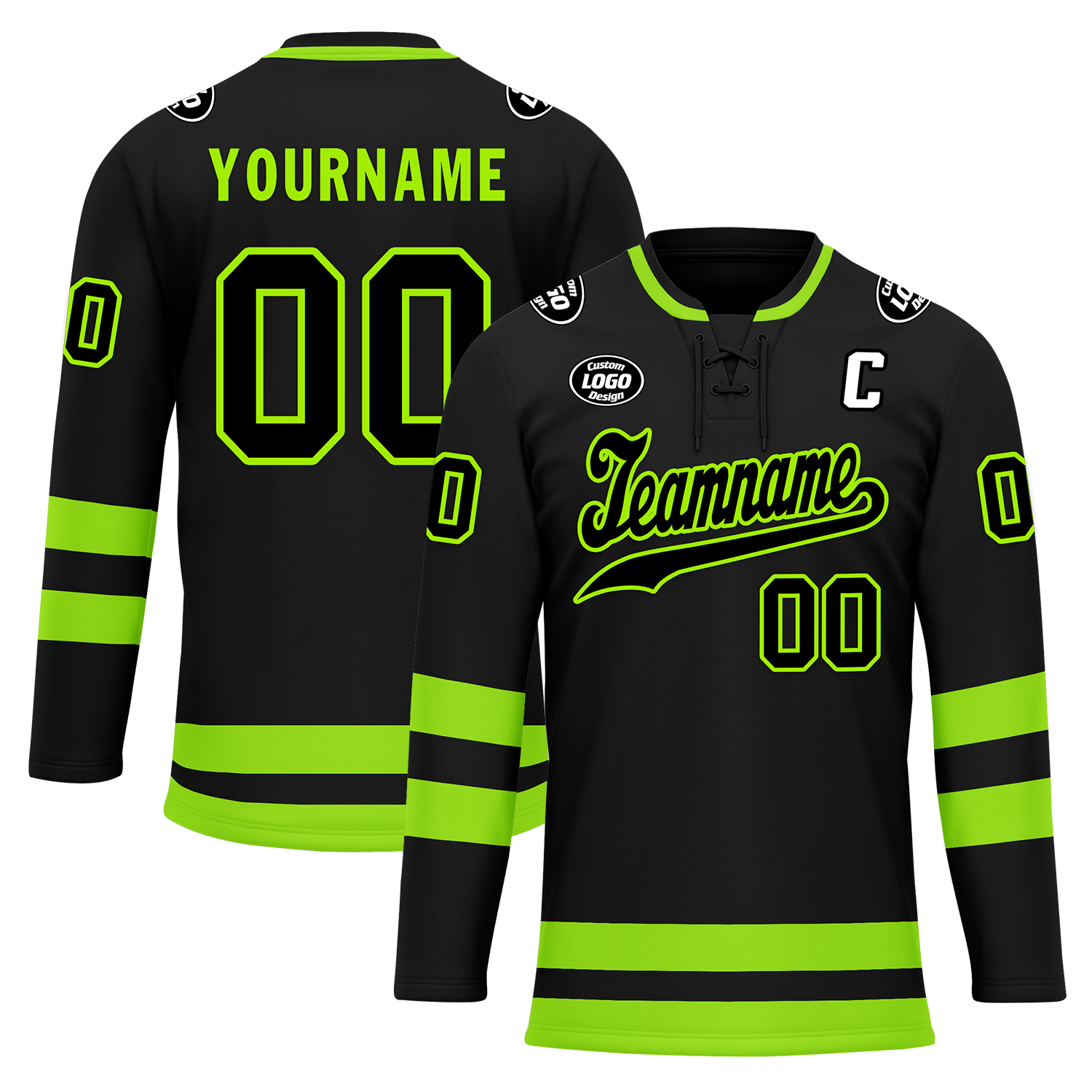 Custom Black Green Personalized Hockey Jersey HCKJ01-D0a70b8