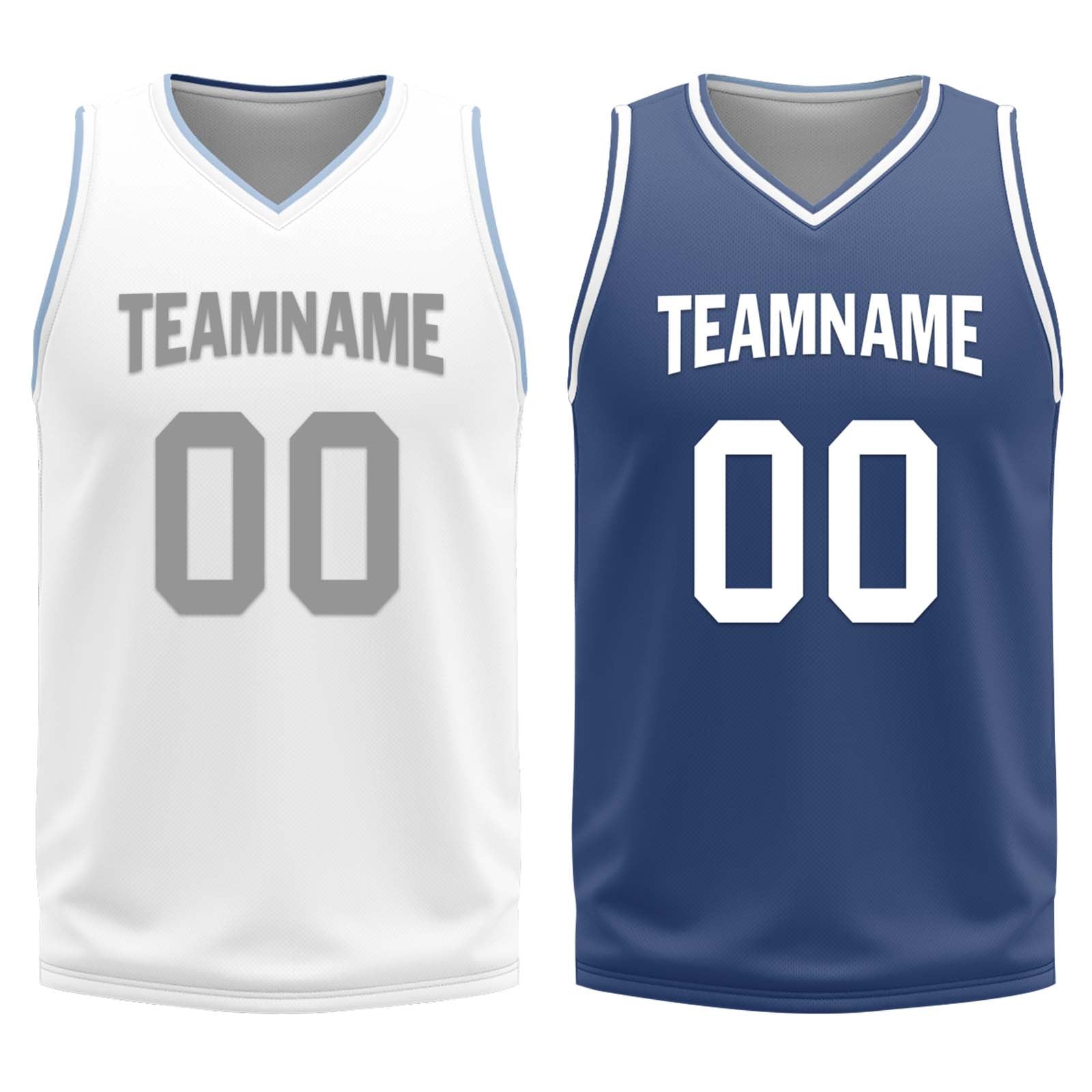 Custom White Gray Blue Dallas City Edition Personalized Reversible Basketball Set Sports Basketball Jersey BBJ01R-D0610-7