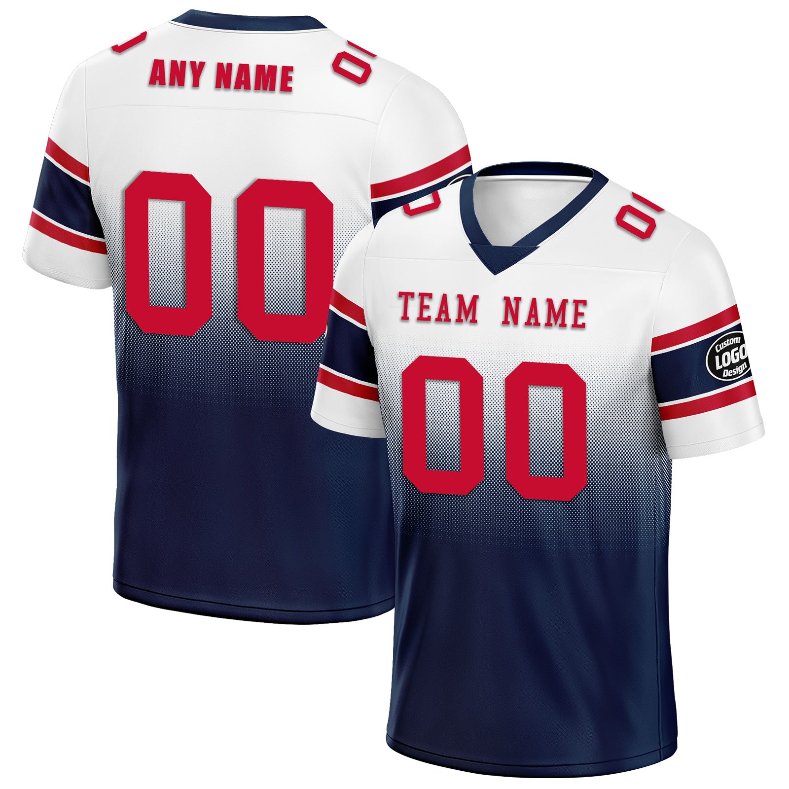 Custom White Blue New England Personalized Authentic Football Jersey FBJ02-D020249-26
