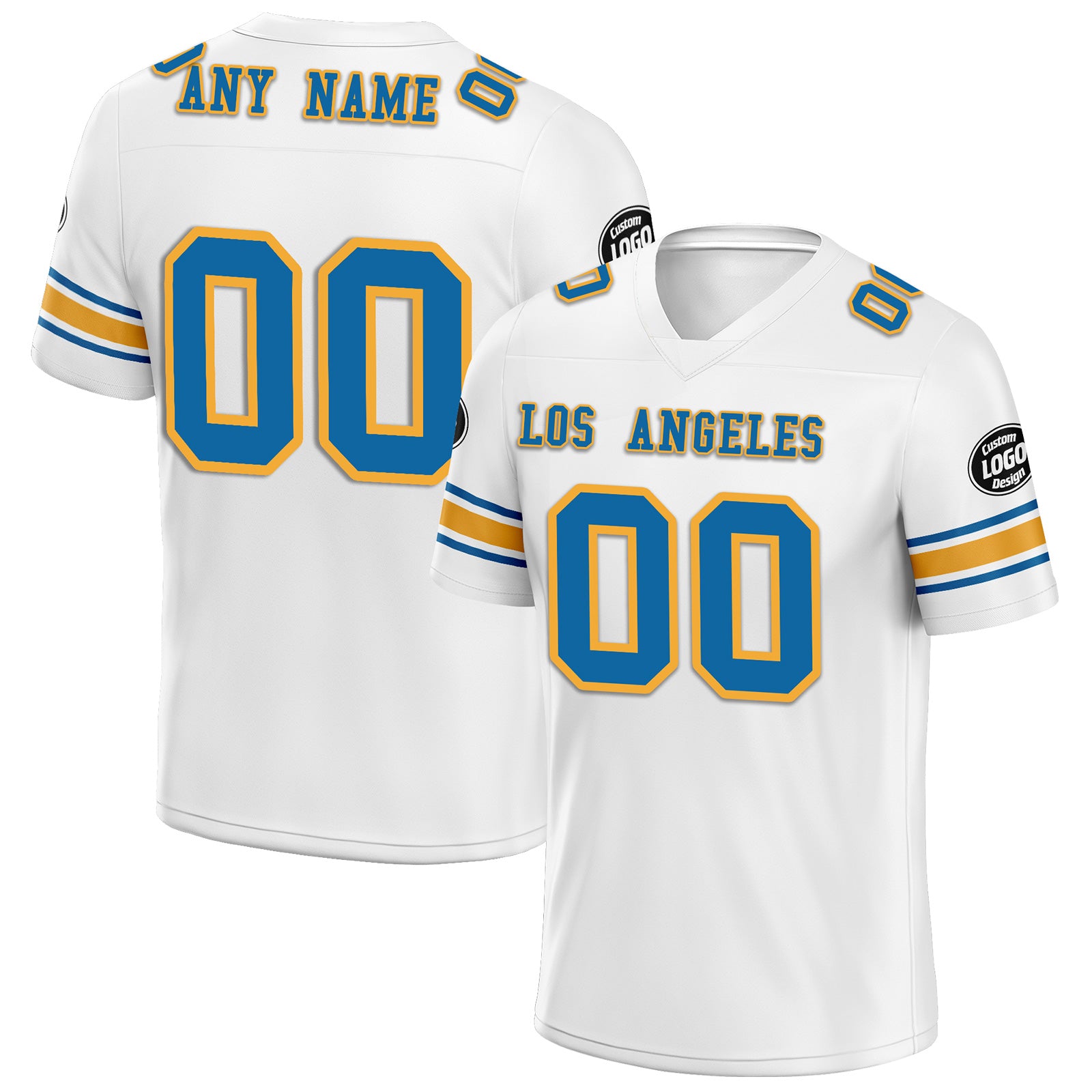 Custom White Los Angeles Personalized Authentic Football Jersey FBJ02-D020256-22