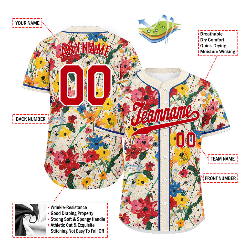 Custom Graffiti Pattern Abstract Floral Patterns Personalized Authentic Baseball Jersey BSBJ01-D020171-5