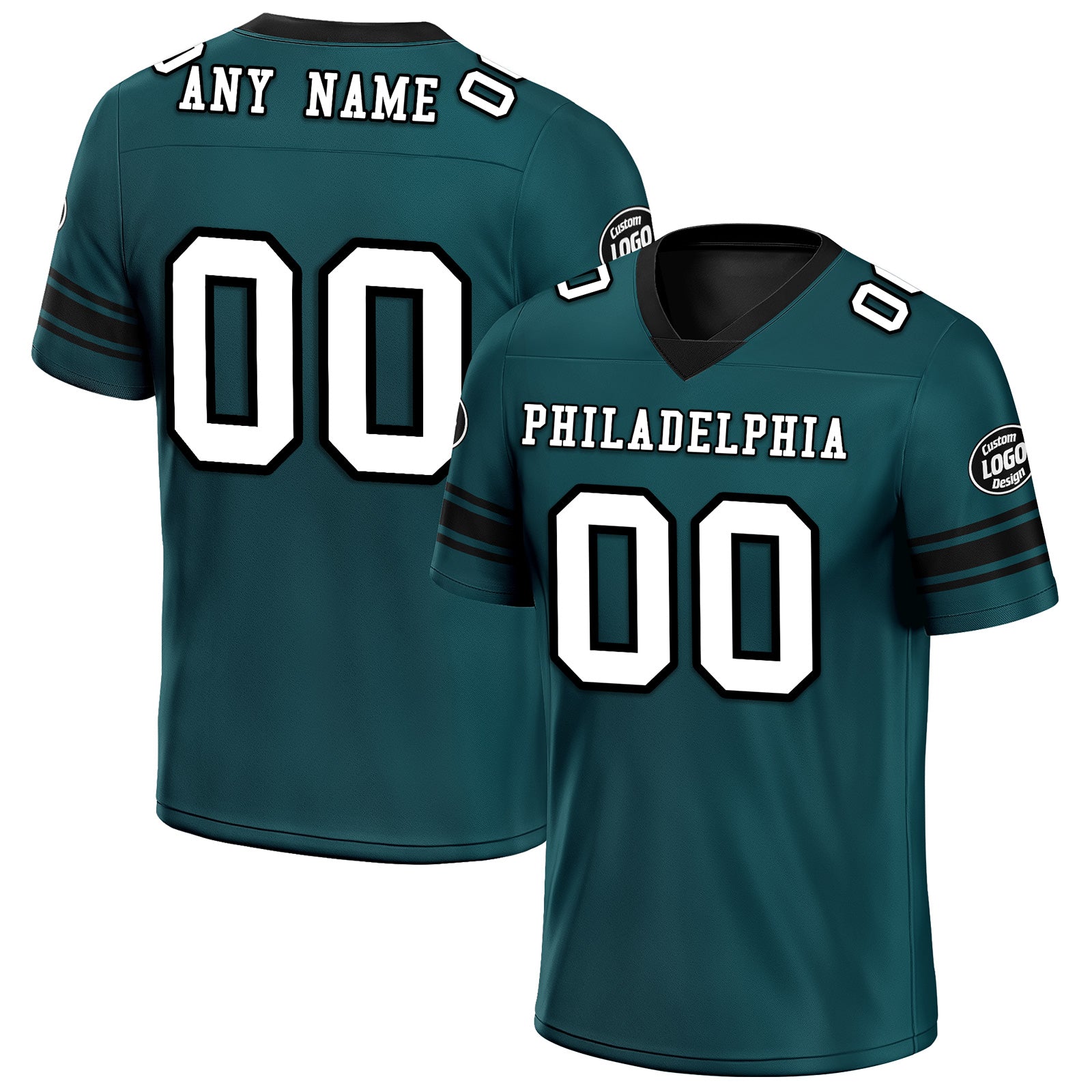 Custom Green Black Philadelphia Personalized Authentic Football Jersey FBJ02-D020256-12