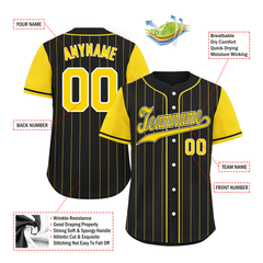 Custom Black Gold Stripe Fashion Personalized Authentic Baseball Jersey BSBJ01-D017217