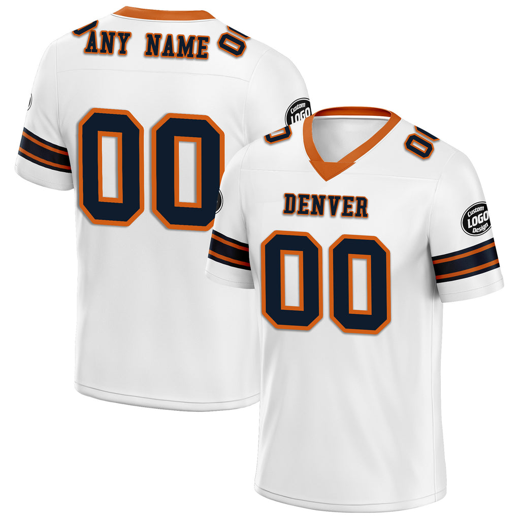 Custom White Orange Denver Personalized Authentic Football Jersey FBJ02-D020256-28