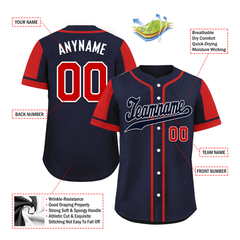 Custom Blue Red Raglan Sleeves Personalized Authentic Baseball Jersey BSBJ01-D017180