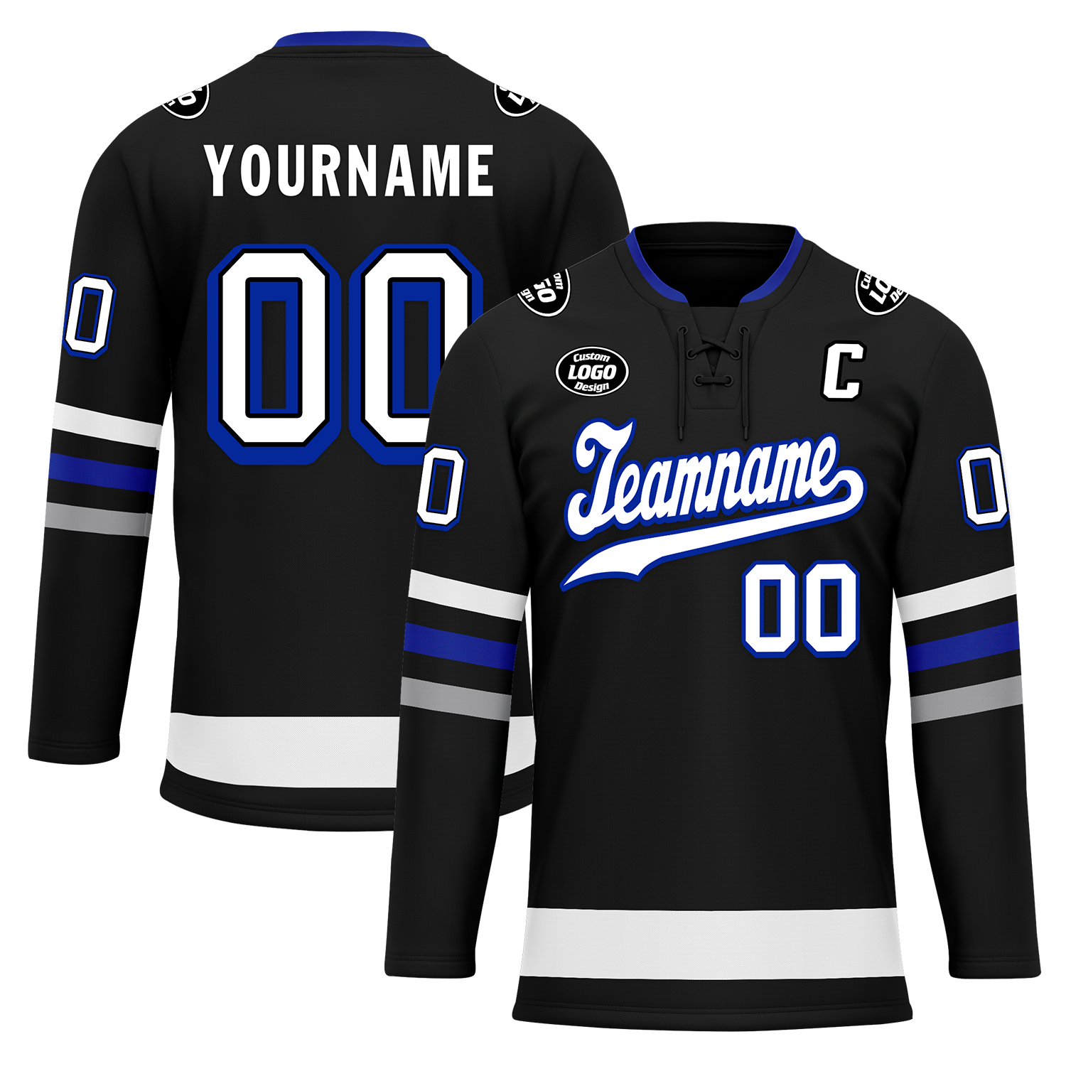 Custom Black Grey Personalized Hockey Jersey HCKJ01-D0a70ba