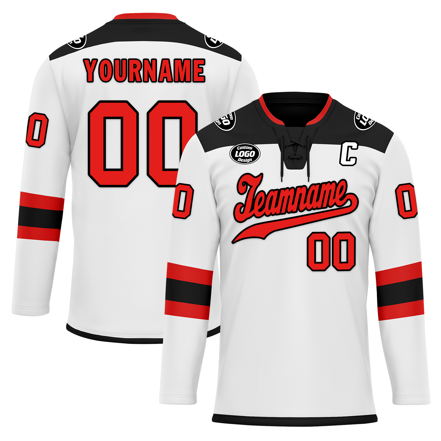 Custom White Black Personalized Hockey Jersey HCKJ01-D0a700c
