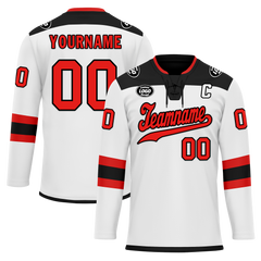 Custom White Black Personalized Hockey Jersey HCKJ01-D0a700c