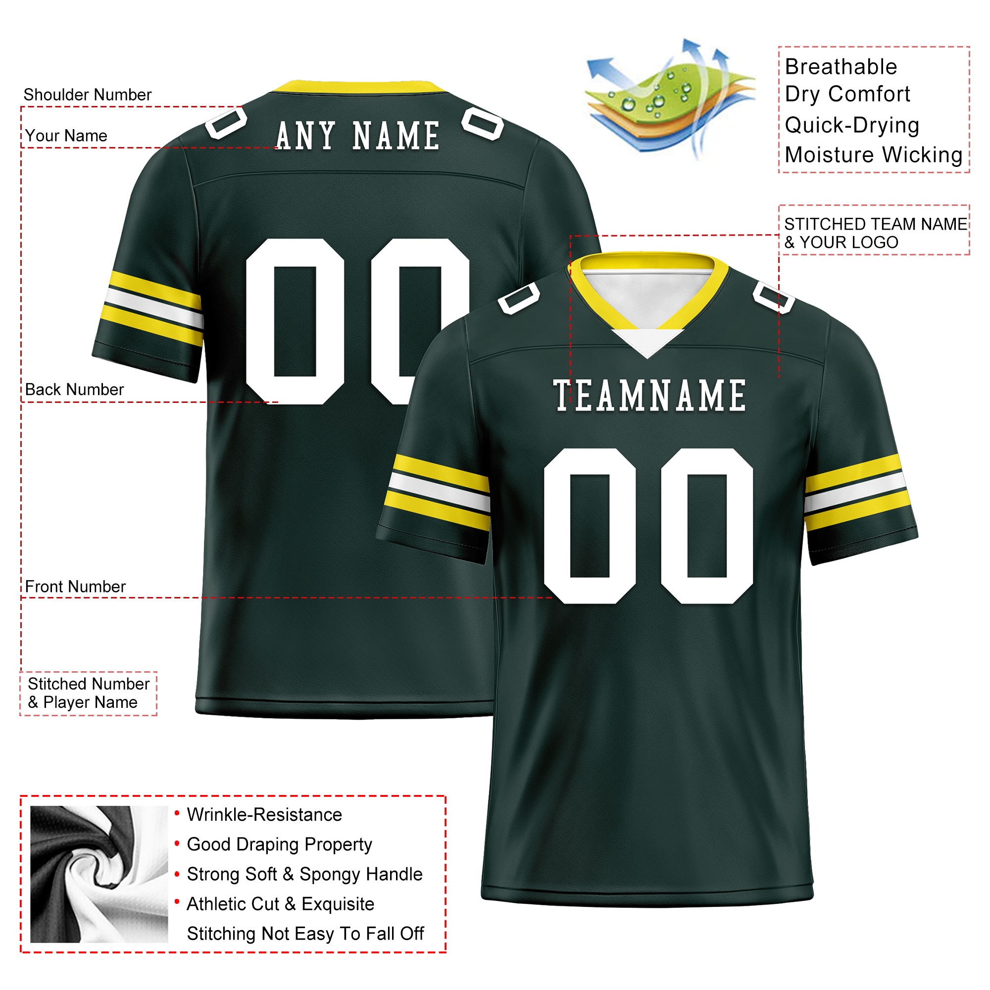 Custom Green Classic Style Personalized Authentic Football Jersey FBJ02-bd0a7007