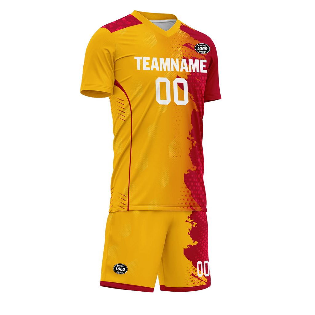 Custom Red Yellow Soccer Sets Jersey Personalized SCJ101-D020210-3