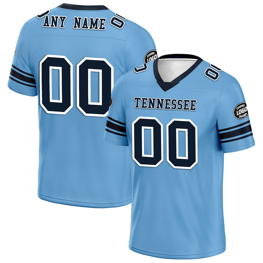 Custom Bule Tennessee Personalized Authentic Football Jersey FBJ02-D020256-17