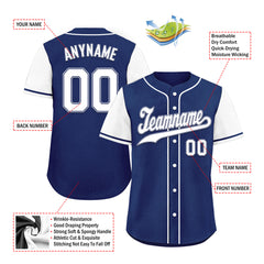 Custom Blue White Raglan Sleeves Personalized Authentic Baseball Jersey BSBJ01-D020200-6