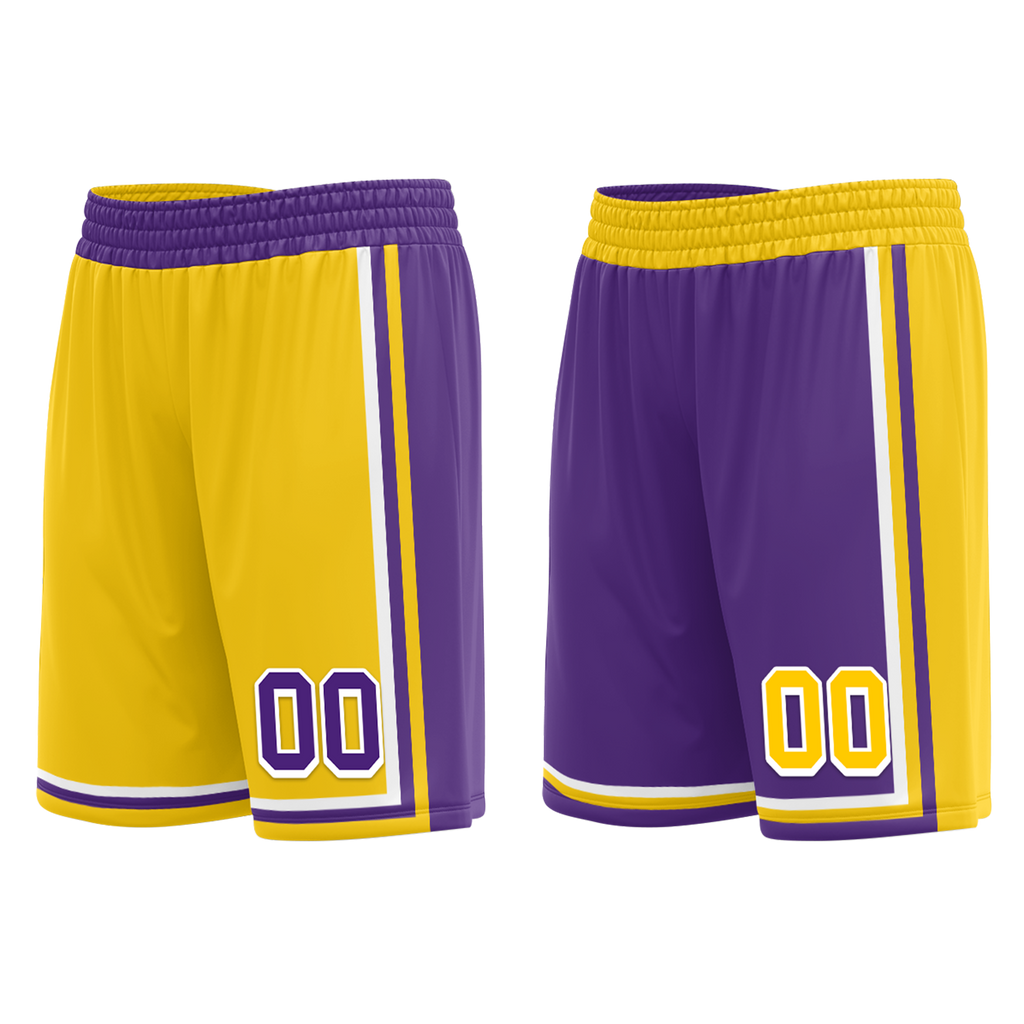 Custom Yellow Purple Classic Style Reversible Basketball Uniform Personalized Ordinary BBJR-D017034