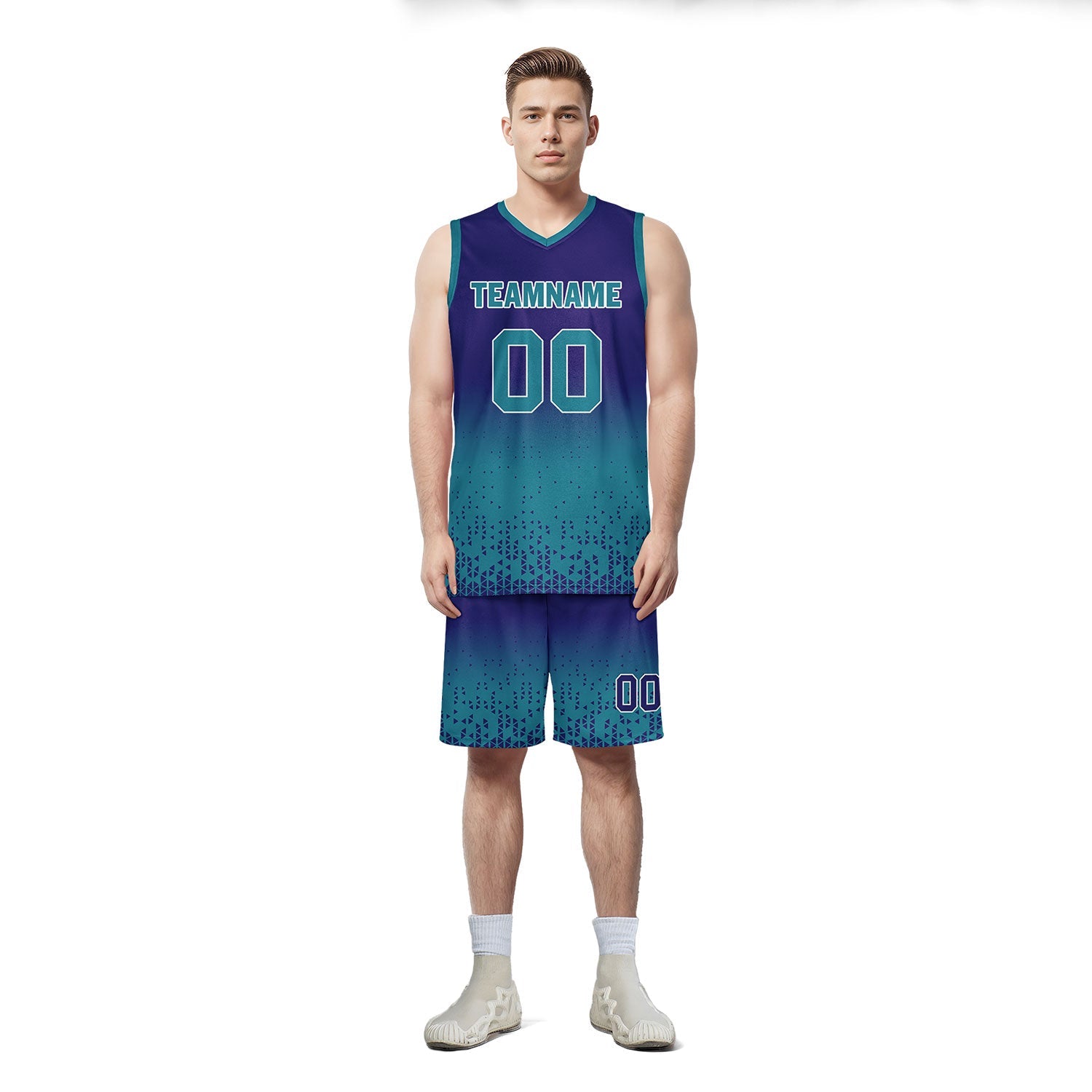 Custom Blue Fade Fashion Sports Uniform Basketball Jersey BBJ01-D020102-9