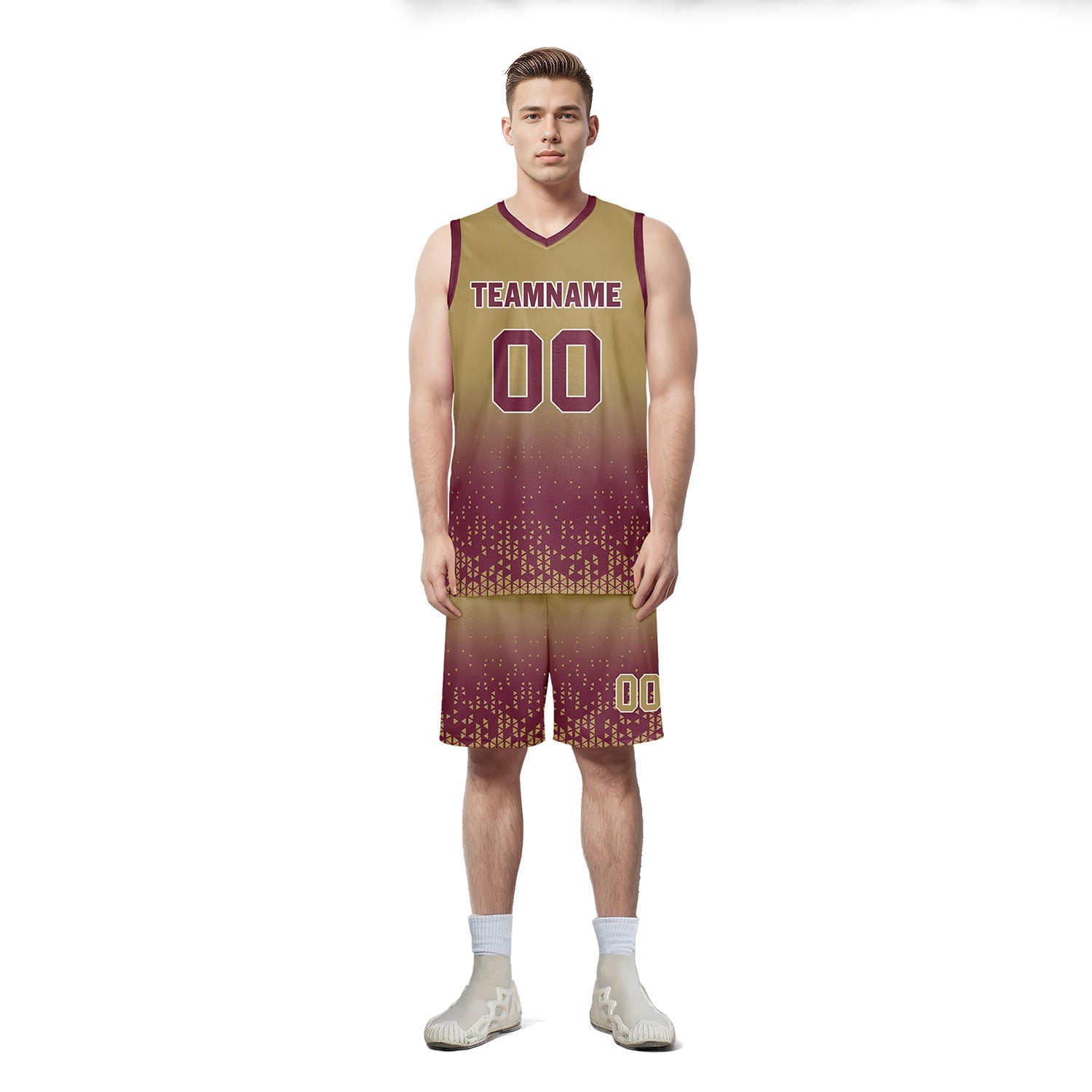 Custom Yellow Red Fade Fashion Sports Uniform Basketball Jersey BBJ01-D020102-5